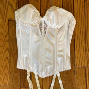 VA BIEN Strapless Plunge Backless White Bustier (NEW, 32B)